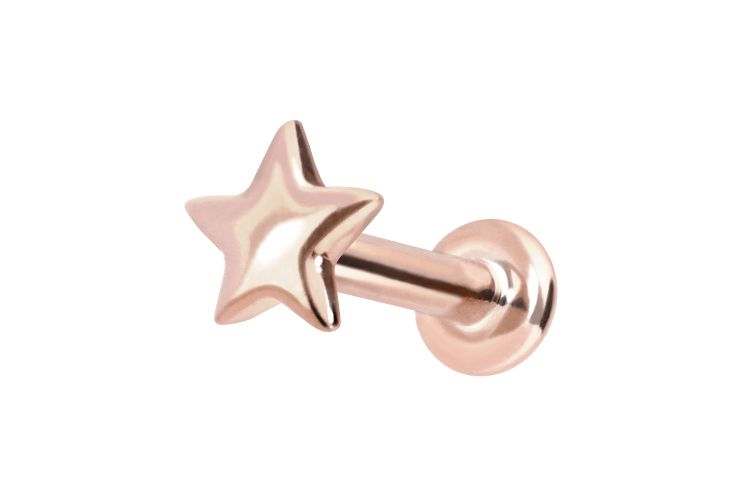 14 Karat Gold Labret Piercing mit Push Fit STERN
